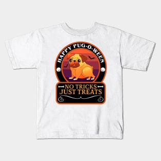 Halloween Pug Happy Pug-O-Ween No Tricks Just Tricks Dog Lover Funny Kids T-Shirt